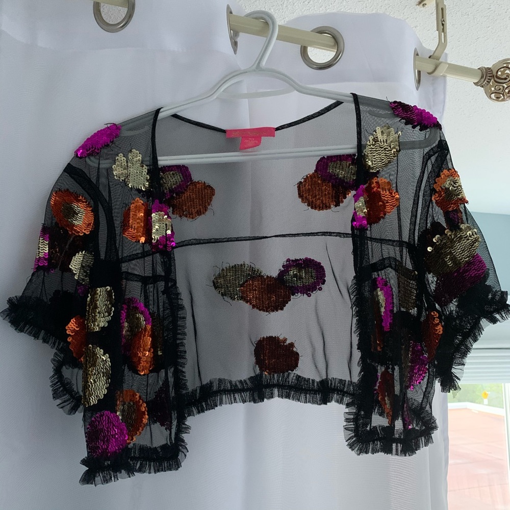 Sheer & Sequined Capelet